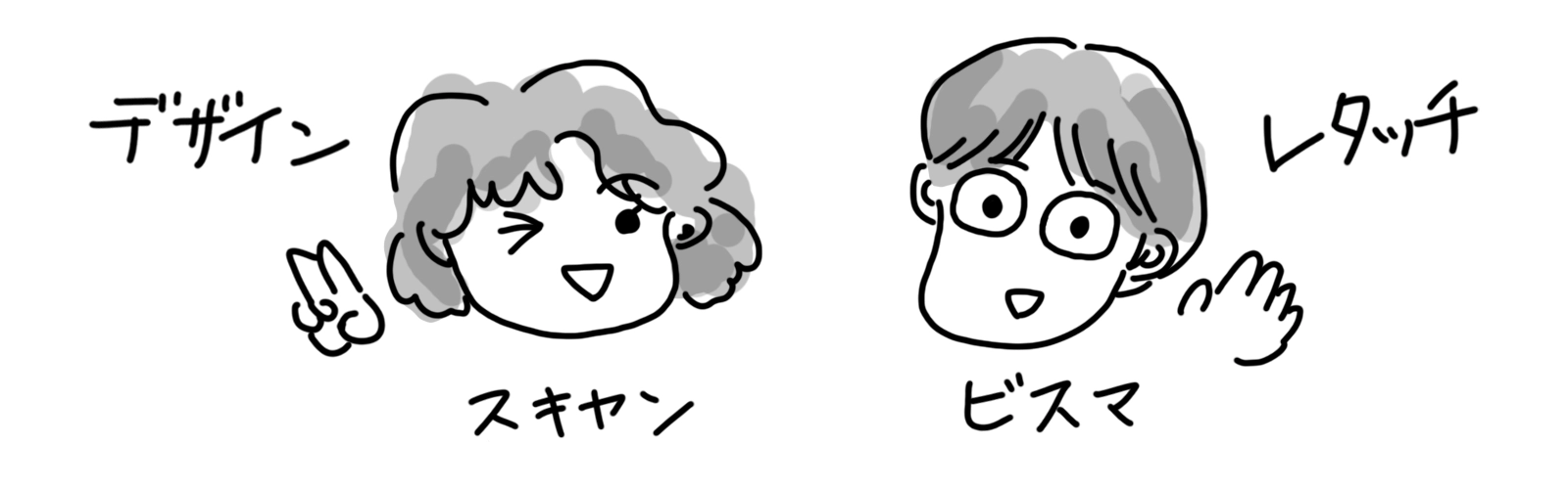 スキャンとビスマの似顔絵